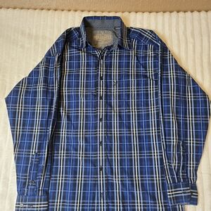Men's Blue Plaid Shirt Panhandle Small